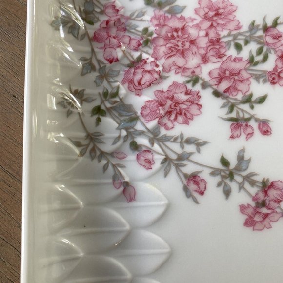 L. Bernardaud Limoges Platter Tray Vintage Porcelain White Pink  6.5" x 15 3/4" - Picture 9 of 10
